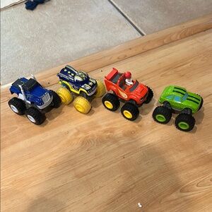 Monster Truck Toy Set - Blue, Yellow, Red, Green